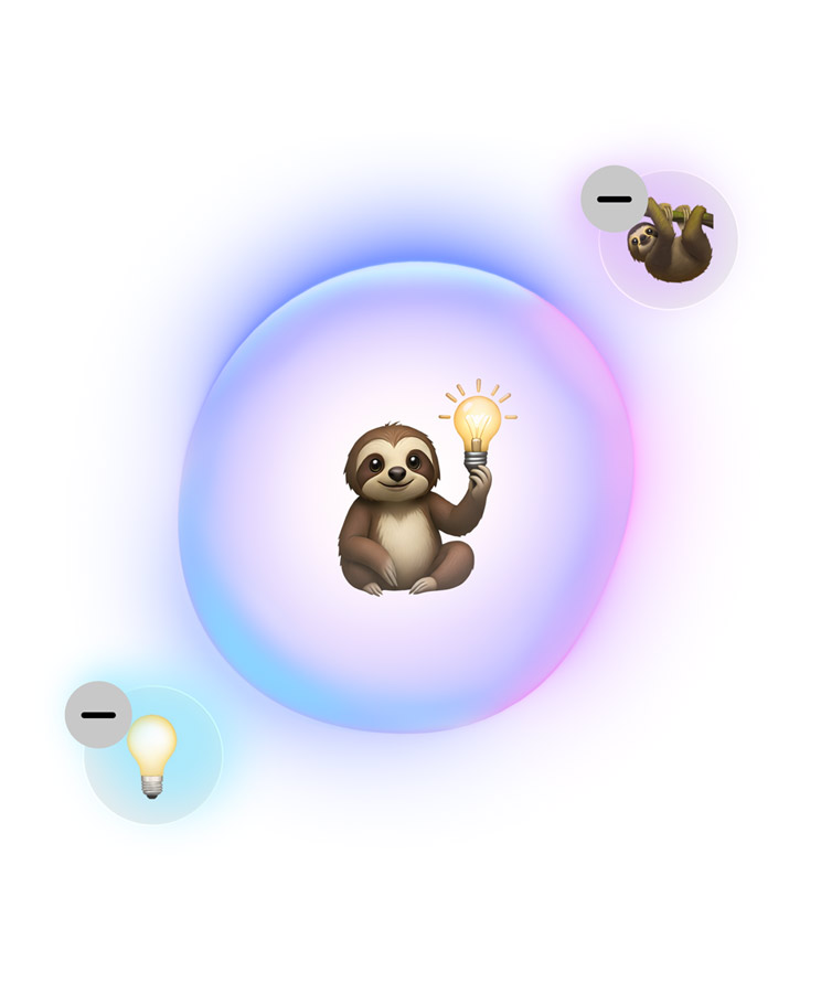Genmoji. Make a Genmoji right in the keyboard to match any conversation. Want to create a sloth with a light bulb? You got it. Just provide a description.19